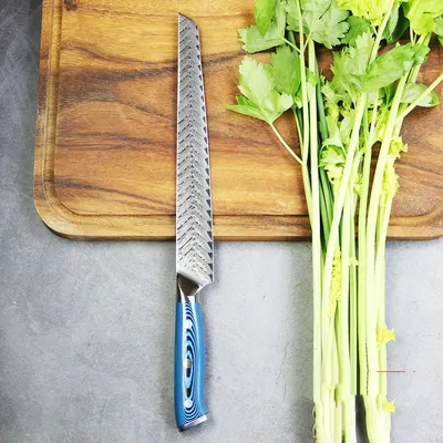 Kiryu Amber Damascus Steel Knife - VG-10 67 Layers With Mama Resin Molded Handle
