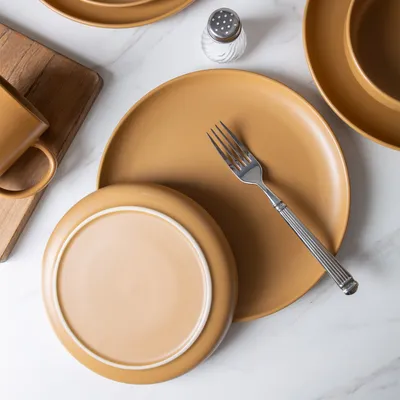 12-Piece Stoneware Dinnerware Sets With Mugs  Microwave & Dishwasher Safe Non-Toxic Dinner Plates Bowls Set  Stackable Matte Glaze Kitchenware For 3
