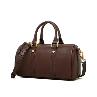 Genuine Leather Melard Vintage Handbag, Cross-Border Women's Bag, Light Luxury Chic Boston Top-Layer Cowhide Shoulder Bag