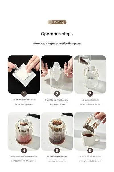Disposable Coffee Filter Bags Pour-Over Coffee Grounds Filter Paper Imported Drip Coffee Filter Bags Coffee Filter Paper Drip Filter Paper