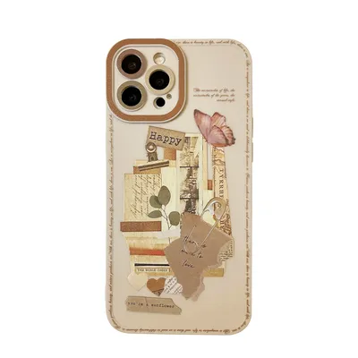 Retro Sticker Phone Case Literary Art