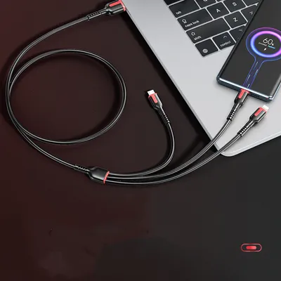 Fast Charge Data Cable One Drag Three 66W Braided USB