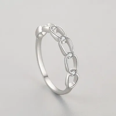 Women's Sterling Silver Chain Micro Set Zircon Ring