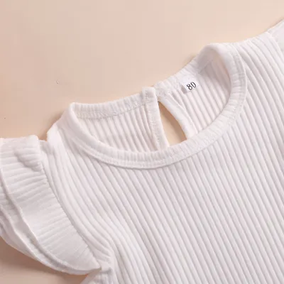 Baby Flounced Sleeve Top Shorts Two-piece Set