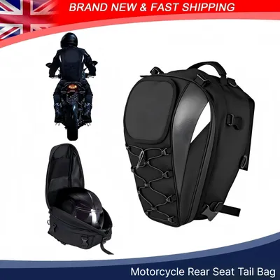 Motorcycle Rear Seat Tail Bag Motorbike Luggage Helmet Storage Backpack Grey