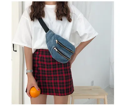 Fashion washed denim belt bag