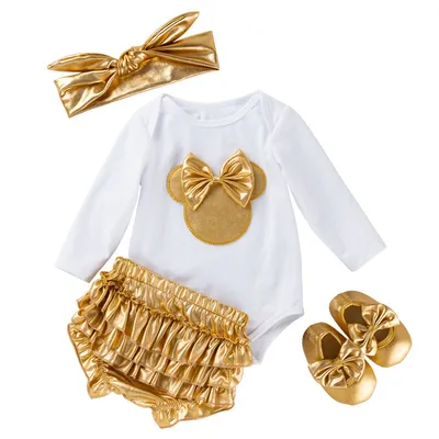Baby Long Sleeve Romper Golden PP Pants Set