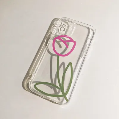 Simple Tulip Pattern Transparent Phone Case