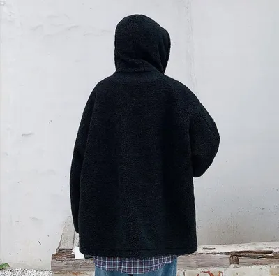 Men's Trendy Brand Cotton Hood And Cashmere Lamb Velvet Padded Jacket