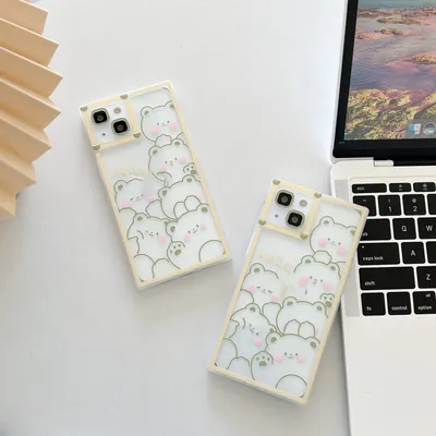 Cartoon Blush Bear Transparent Silicone Phone Case