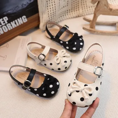 2026 Summer Fairy Style Baby Girls Closed Toe Ballet Sandals Bow Polka Dot Vintage Mary Jane Shoes
