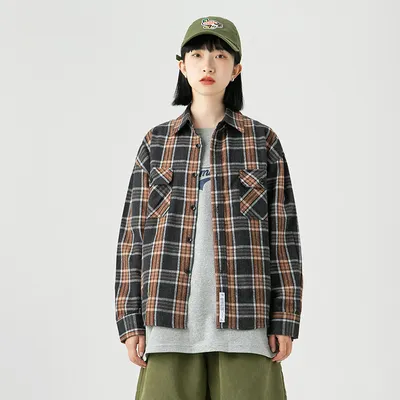 Long-sleeved Japanese Tide Brand Plaid Shirt