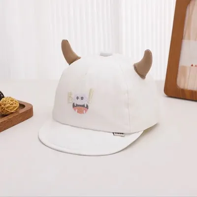 Summer Baby 3D Horned Monster Boo Monster Cute Expression Embroidered Soft Cute Kids' Style Baseball Cap Suitable For Daily Use