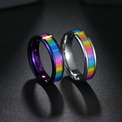 Men's Titanium Steel Rainbow Flag Ring