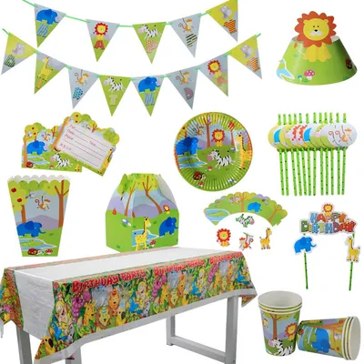 Jungle Animal Cartoon Paper Plate Disposable Tableware