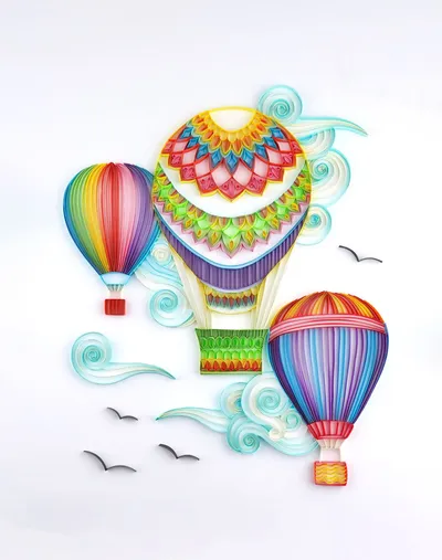 Feather Paper Painting Creativity Handmade Crafts 20 Inch Hot Air Balloon