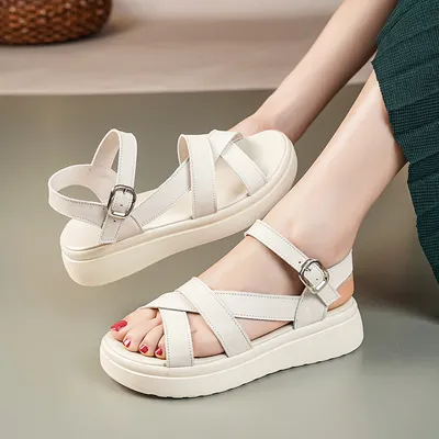 Mid Heel Women's Summer Strap Women's Sandals Soft Thick Back