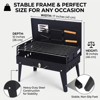 Portable Folding Charcoal BBQ Barbecue Camping Grill Travel Picnic Outdoor UK