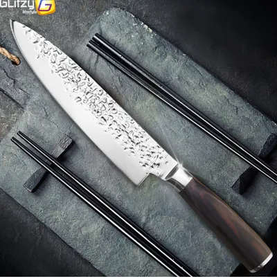 Hammer imitation Damascus Stainless steel 7Cr17 color wooden handle 8 inch chef knife Chef knife kitchen knife