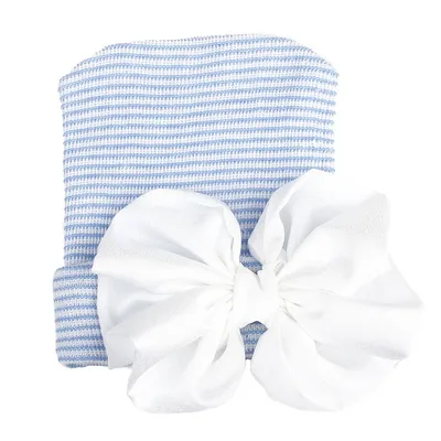 Blue hat white knot
