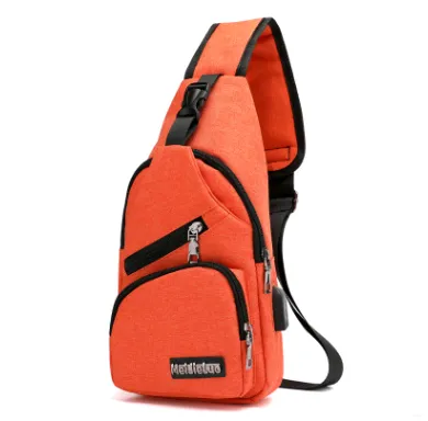 USB2021 Korean version of the new single shoulder bag male charging bag sports canvas men's chest bag outdoor cross bag