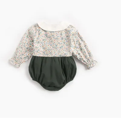 Baby clothes spring and autumn floral one-piece long-sleeved triangle bag fart