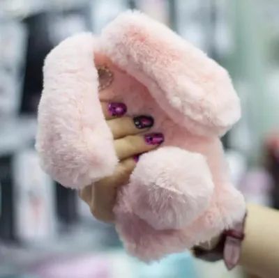Fluffy Bunny Rabbit Fur Silicone Phone Cases