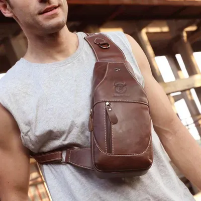 Men's Leather Shoulder Crossbody Leather Chest Bag