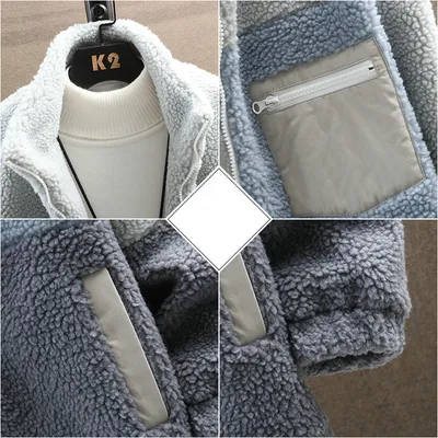 Lamb wool Hong Kong style loose men's cotton coat