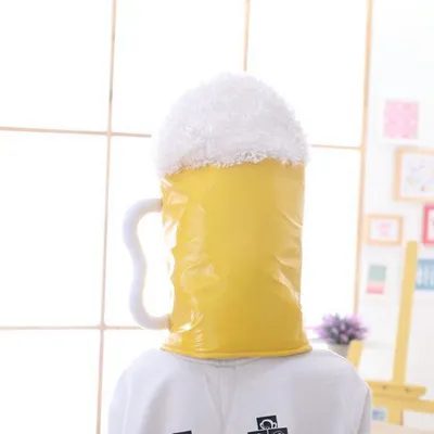 Plush cute photo funny Japanese beer headgear