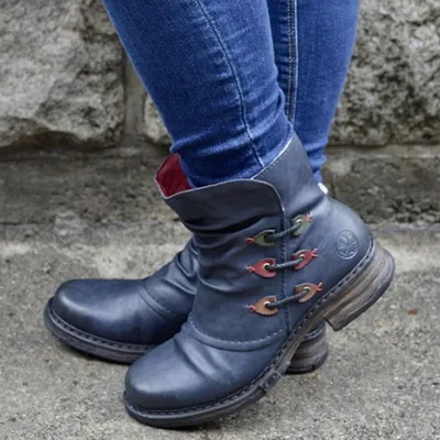 Square heel side zipper Martin boots