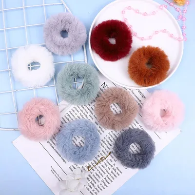 Autumn and winter imitation mink plush sweet girl cute furry large intestine hair accessories