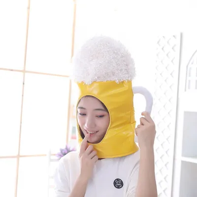 Plush cute photo funny Japanese beer headgear