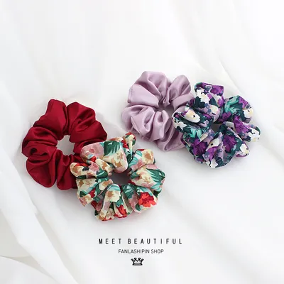 Fan La ins retro oil painting style large intestine hair ring 2 pieces of dressing hair rubber band large intestine ring forest head flower jewelry