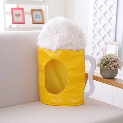 Plush cute photo funny Japanese beer headgear