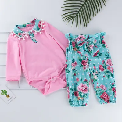 Baby long-sleeved one-piece chiffon pants suit