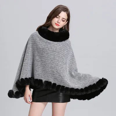 Knit sweater cloak shawl coat women