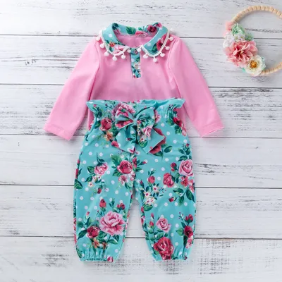 Baby long-sleeved one-piece chiffon pants suit