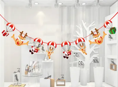 Christmas ornament cartoon hanging flag