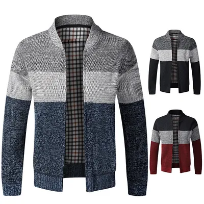Cardigan sweater men's long-sleeved stand collar sweater
