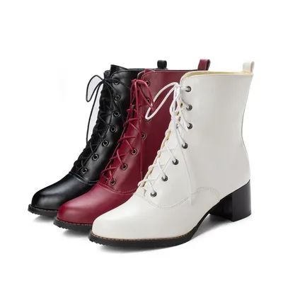 Chunky heel mid-heel low Martin boots
