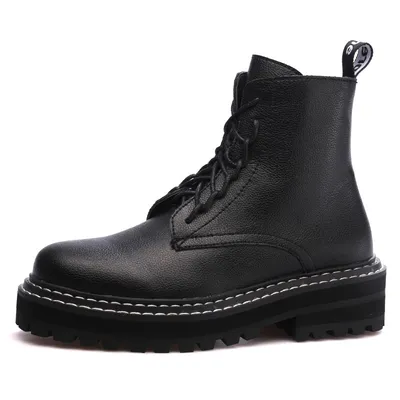 Women's flat cowhide short boots