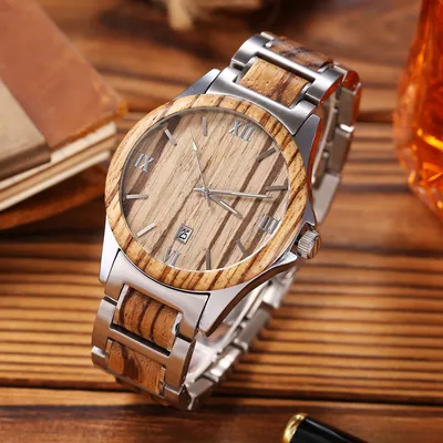 Men Wooden Quarts Watch Waterproof