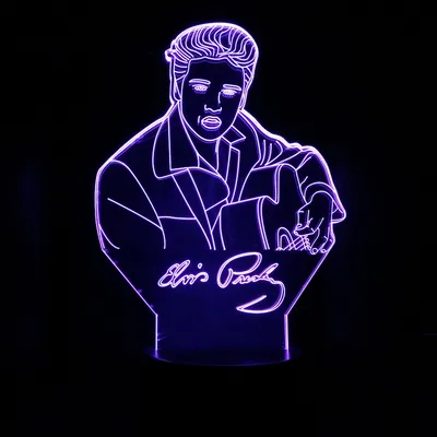 مصباح ليلي ثلاثي الأبعاد على شكل مغني الروك إلفيس بريسلي، هدية إبداعية بإضاءة LED