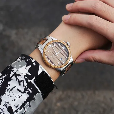 Men Wooden Quarts Watch Waterproof