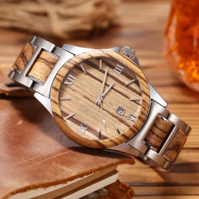 Men Wooden Quarts Watch Waterproof
