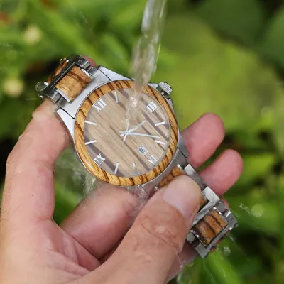 Men Wooden Quarts Watch Waterproof
