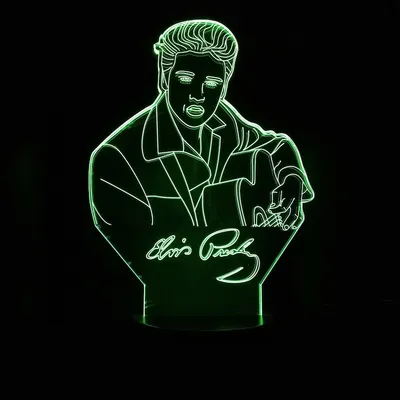 مصباح ليلي ثلاثي الأبعاد على شكل مغني الروك إلفيس بريسلي، هدية إبداعية بإضاءة LED