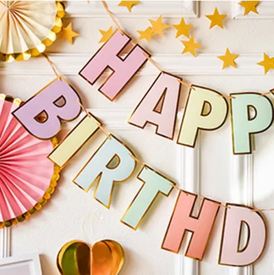 Happy birthday banner candy bar wreath decoration bronzing