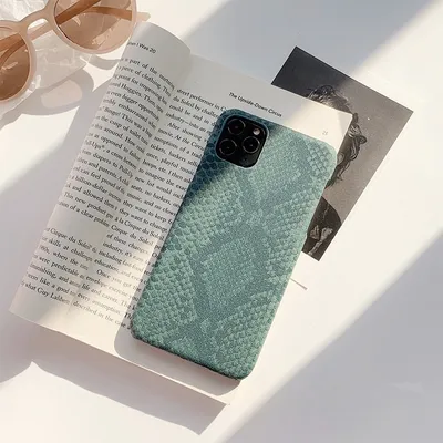 Dark green snake pattern phone case